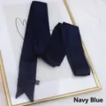Navy blue long satin skinny scarf for handbags and neckwear accessory for women - 200cm / Navy Blue