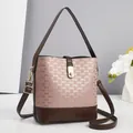 Secchiello retrò in tela monogram con finiture in pelle marrone e dettagli dorati - Rosa