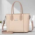 Sac fourre-tout beige tissé pour femme avec poignées en cuir et logo kangourou - Kaki
