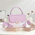 Gradient purple and pink box bag with floral patterns and stylish wide shoulder strap - 21*8*15cm / Purple