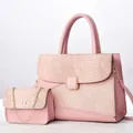 Detalle de bolso tote rosa con piel de serpiente y bolso de cadena con herrajes dorados - 30x13x23cm / Bolso tote y bolso con cadena / Rosa