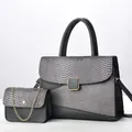 Conjunto de bolso tote gris con estampado de serpiente y bandolera con cadena dorada - 30x13x23cm / Bolso tote y bolso con cadena / Gris