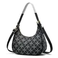Fashionable black monogram printed half-moon underarm bag with golden hardware - Small / Black