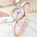 Elegant rose gold and white quartz watch for women with blue hands and Roman numerals - Gold White Dial