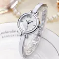 Silver JW quartz bangle watch for women with white dial and metal strap jewelry style - Silver White Dial