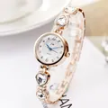 Elegant rose gold watch featuring a heart-shaped crystal bracelet and white dial - Rose Gold