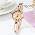 Elegant rose gold quartz watch for women with bracelet strap and vintage champagne dial - Rose Gold
