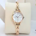 Montre femme élégante en acier or rose avec cadran blanc et bracelet chaîne raffiné - Bracelet Or Rose Cadran Blanc