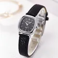 Orologio donna quadrato al quarzo con cinturino in pelle nera coccodrillo e cassa argento - Cassa Argento-Cinturino Nero Quadrante Nero