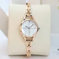 Elegant rose gold steel band watch for women featuring a delicate hollow chain strap - Gold Strap White Dial
