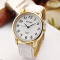 Quartz watch with gold case, white leather strap and orange stitching on white dial - White Male Style