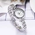 Orologio al quarzo da donna con cinturino in acciaio argento e indici in strass - Cinturino Argento Quadrante Bianco