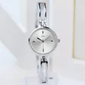 Elegant silver bracelet watch for women with round sunray dial and sleek metal band - Silver Case White Dial