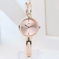 Elegant rose gold women's watch with pink sunray dial and镂空 metal bracelet strap - Rose Gold Case Pink Dial