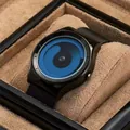 Men's fashion watch with blue vortex dial and black Milanese mesh strap in a gift box - Black Band Black Case Blue Dial