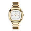 Montre à quartz dorée élégante de forme carrée avec cadran blanc pour femme par GEDI - Boîtier Or Cadran Blanc