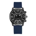 Herren-Sportuhr mit schwarzem Metallgehäuse und blauem Silikonarmband von Doukou - Blau