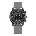 DOUKOU men's quartz watch with black matte case and grey silicone strap design - Gray
