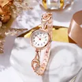 Elegant rose gold women's bracelet watch with white rhinestone inlays and round dial - White Dial (JW3650) / Rose Gold