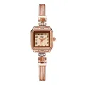 Elegante reloj vintage cuadrado en oro rosa para mujer con correa de malla y diamantes - Oro rosa
