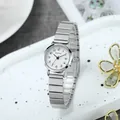Elegant silver stainless steel ladies watch with white dial and metal strap by GoGoey - Silver White