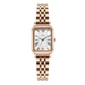 Elegant roségoud vierkant quartz horloge voor dames met witte Romeinse wijzerplaat - Stalen Band Roségoud Wit Gezicht