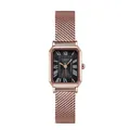 Elegant dameshorloge met zwarte wijzerplaat en roségouden mesh horlogeband - Mesh Band Roségoud Zwart Wijzerplaat