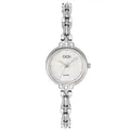 Elegante reloj de pulsera plateado para mujer con acabado pulido e índices de cristal - Caja Plateada Esfera Blanca