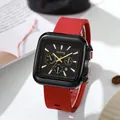 Orologio quadrato moderno con quadrante nero, cronografo e cinturino in silicone rosso - Cinturino Rosso Cassa Nera Quadrante Nero