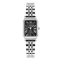 Reloj GEDI minimalista cuadrado de acero plateado con esfera negra y números romanos - Caja Plateada / Esfera Negra