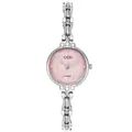 Reloj GEDI de mujer con pulsera de cadena plateada y esfera rosa con textura refinada - Caja Plateada Esfera Rosa