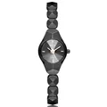 Gedi minimalist matte black quartz bracelet watch for women with geometric faceted links - Black Case Black Dial Black Strap / Black