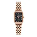 Reloj GEDI vintage cuadrado para mujer en oro rosa con esfera negra y correa de metal - Caja Oro Rosa / Esfera Negra