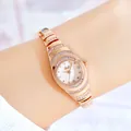 Elegante reloj de pulsera en oro rosa para mujer con cristales y esfera blanca - Caja de Oro Rosa Esfera Blanca
