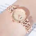 Elegant GEDI dameshorloge in roségoud met strass wijzerplaat en metalen schakelband - Roségoud