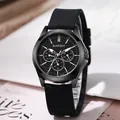 Black BARSH sport quartz watch with silicone strap and three functional sub-dials - Black