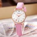 Detail of rose gold watch case with pink glitter strap and red heart second hand - Pink