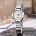 Elegante orologio da donna al quarzo argento con indici in cristallo e quadrante rotondo - Quadrante Bianco
