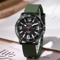 Men's sports watch with black dial and forest green silicone strap in lifestyle setting - Army Green