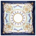 Foulard quadrato in seta barocca con catene dorate e motivi di cinture blu navy - Blu Notte