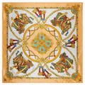 Détails du motif d'un foulard en soie de 90 cm avec chaînes dorées et glands baroques - 90cm*90cm / Bourgeon de Neige