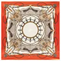 Lussuoso foulard di seta 90 cm con motivi di catene e cinture in stile corte europea - Arancione