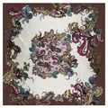 90x90cm colorful paisley silk-feel square scarf for women with elegant floral patterns - Coffee