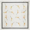 Elegant ivory silk scarf with calla lily pattern and black border in a flat lay view - Beige