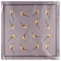 Elegant 90x90cm purple faux silk scarf with yellow calla lily pattern and satin finish - Purple