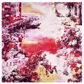 Sciarpa classica stile pittura a olio con scena del canale veneziano, gondole e fiori - Rosa Rossa