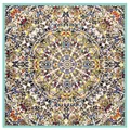 Vibrant butterfly kaleidoscope silk scarf in square shape with colorful mandala pattern - Lake Green