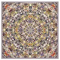 Colorful butterfly kaleidoscope pattern square scarf with grey border on white background - Gray