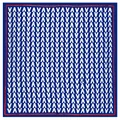 Foulard di seta 60cm blu scuro con motivo a V bianco, bordo rosso e design a strisce - Blu