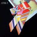 FASHION-PARIS geometric stripe silk twilly scarf for handbag handle or neck decor - Red And Orange Contrast Art Illustration Style (C155-1)
